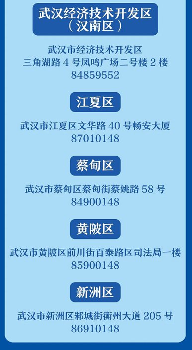 附各区法律援助电话 武汉免费法律援助电话