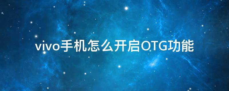 vivo手机怎样开启OTG vivo手机怎么开启OTG功能