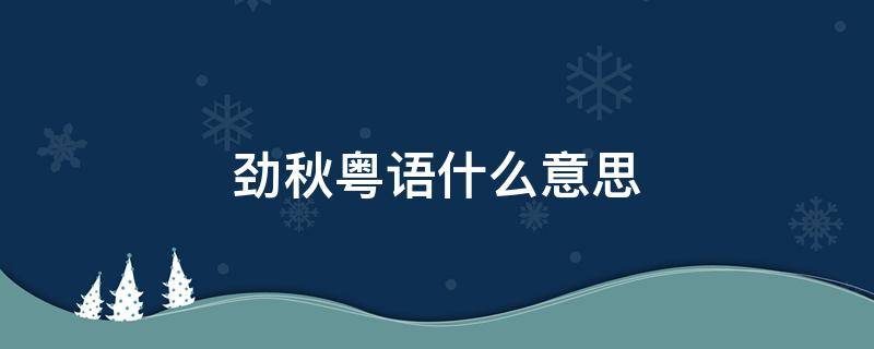 粤语是什么意思 劲秋粤语什么意思