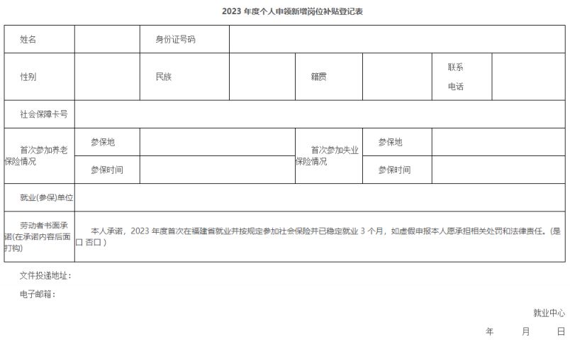 2023厦门劳动者新增岗位补贴申请材料清单