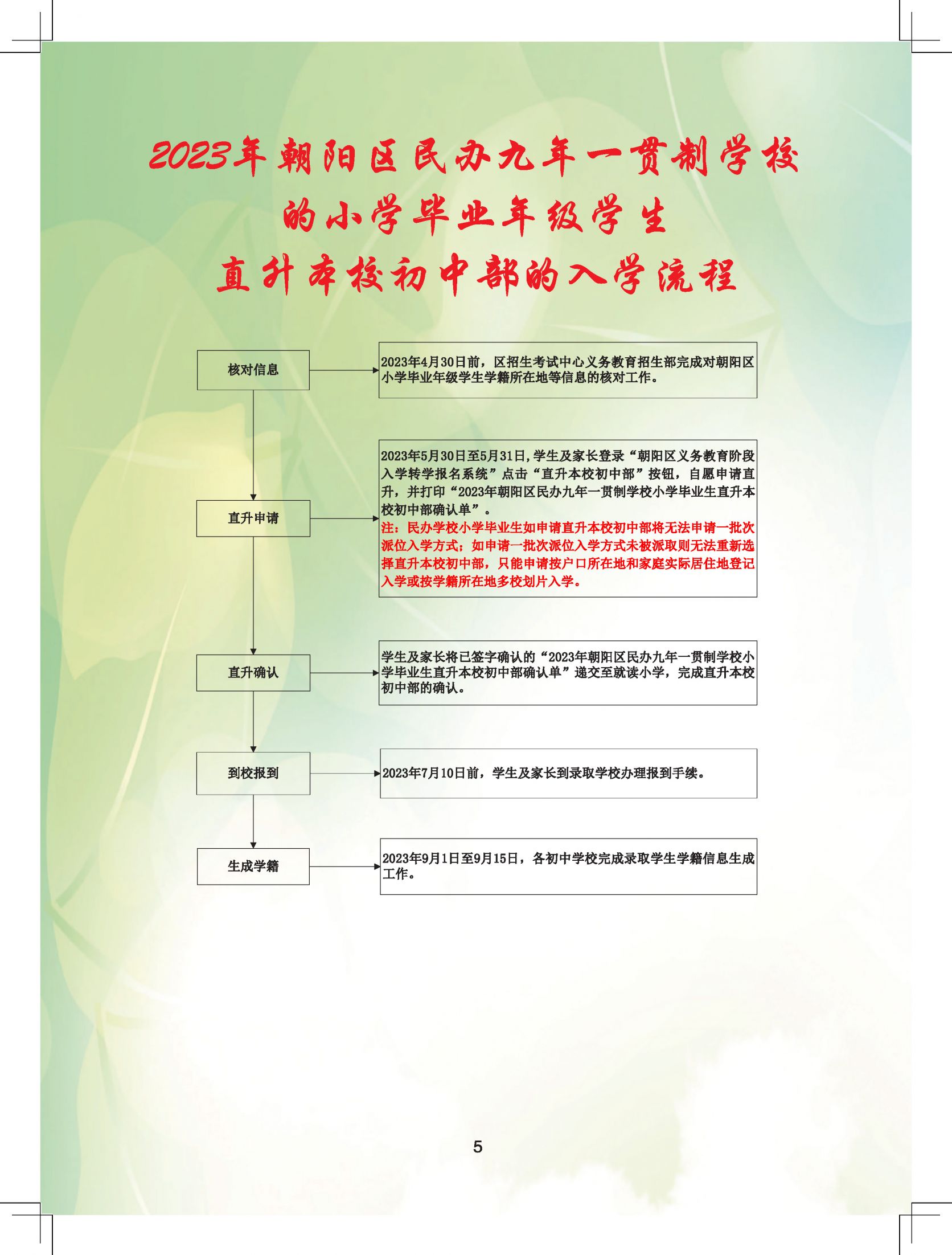 2023北京朝阳区小升初入学流程手册 北京朝阳区小升初政策解读