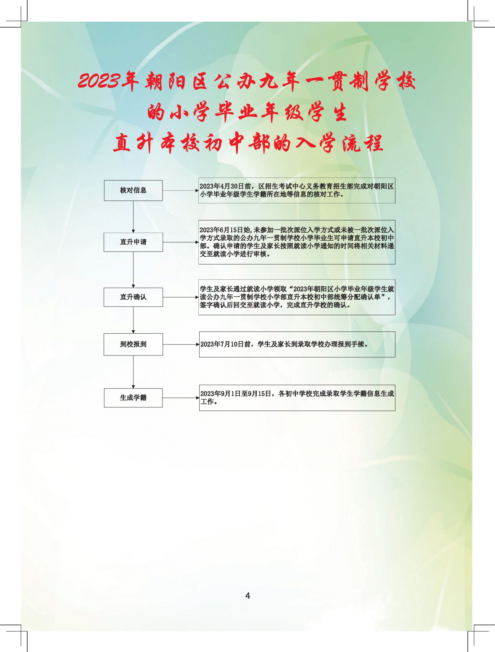 2023北京朝阳区小升初入学流程手册 北京朝阳区小升初政策解读