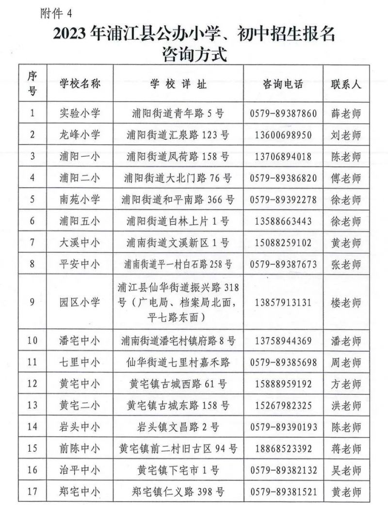 2023年浦江县义务教育阶段招生政策问答