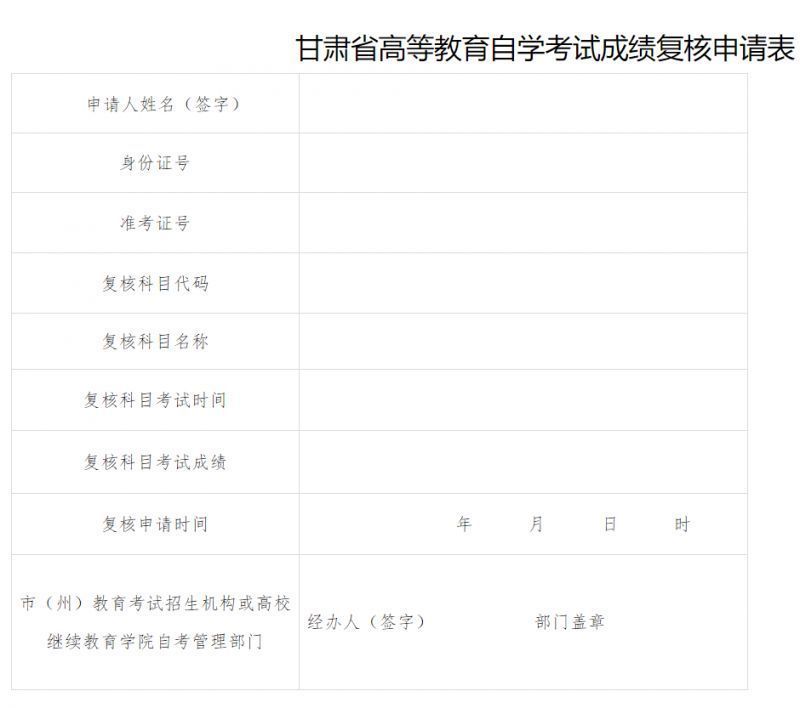 甘肃自学考试成绩复核时间+方式 甘肃省自考成绩