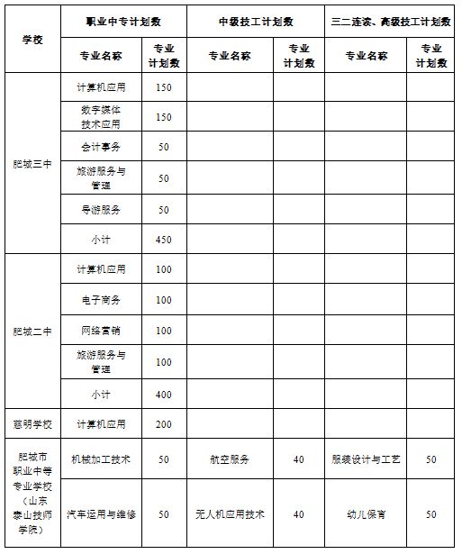 2021年肥城市高中招生计划 2023年肥城市高中段学校招生计划表