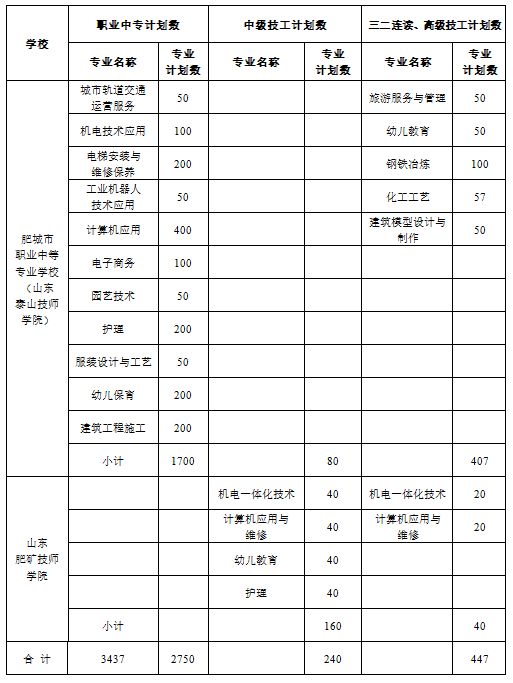 2021年肥城市高中招生计划 2023年肥城市高中段学校招生计划表