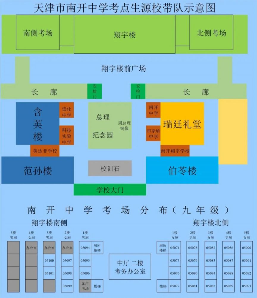 2021天津市南开区中考考点 2023天津南开区中考考点+考场示意图