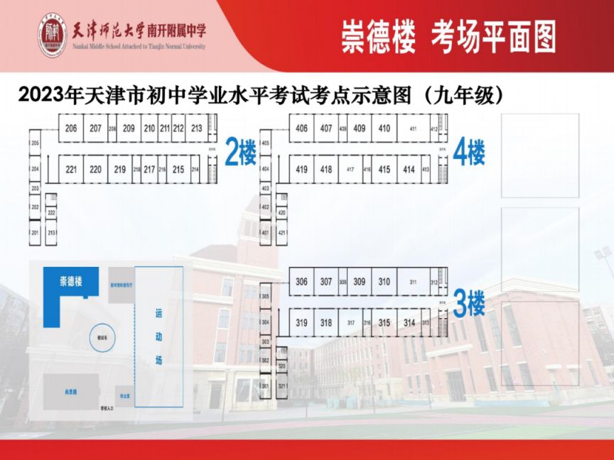 2021天津市南开区中考考点 2023天津南开区中考考点+考场示意图