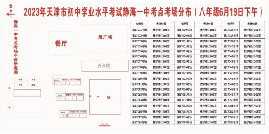 2023年天津市静海区中考+考点考场示意图