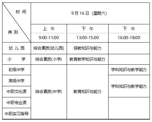 辽宁2023下半年教资具体科目考试时间表