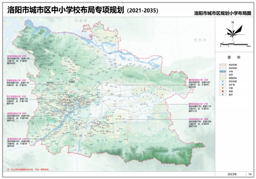 洛阳市城市区中小学校布局专项规划 洛阳市新建小学