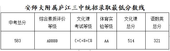 附分数线 2023合肥庐江县中考第一批次学校录取情况