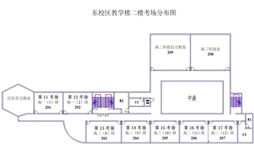 2023年泉州市培元中学高一新生入学测试考场分布图