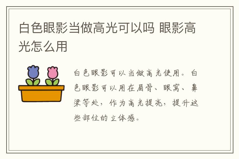 白色眼影当做高光可以吗 眼影高光怎么用